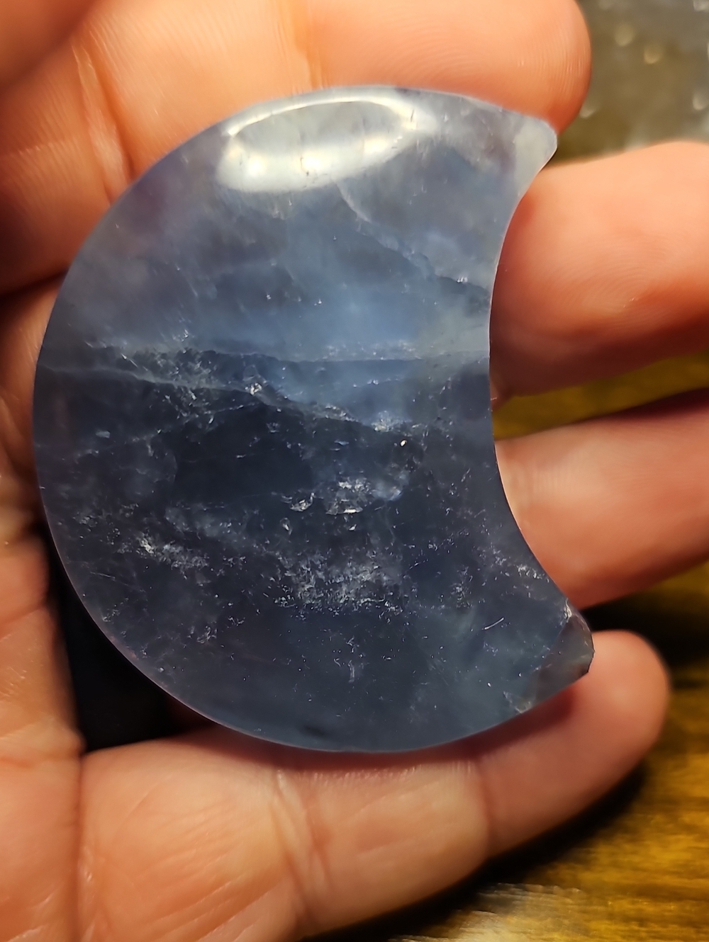 Bundle item: Blue Crescent Moon Gemstone Palm Stone